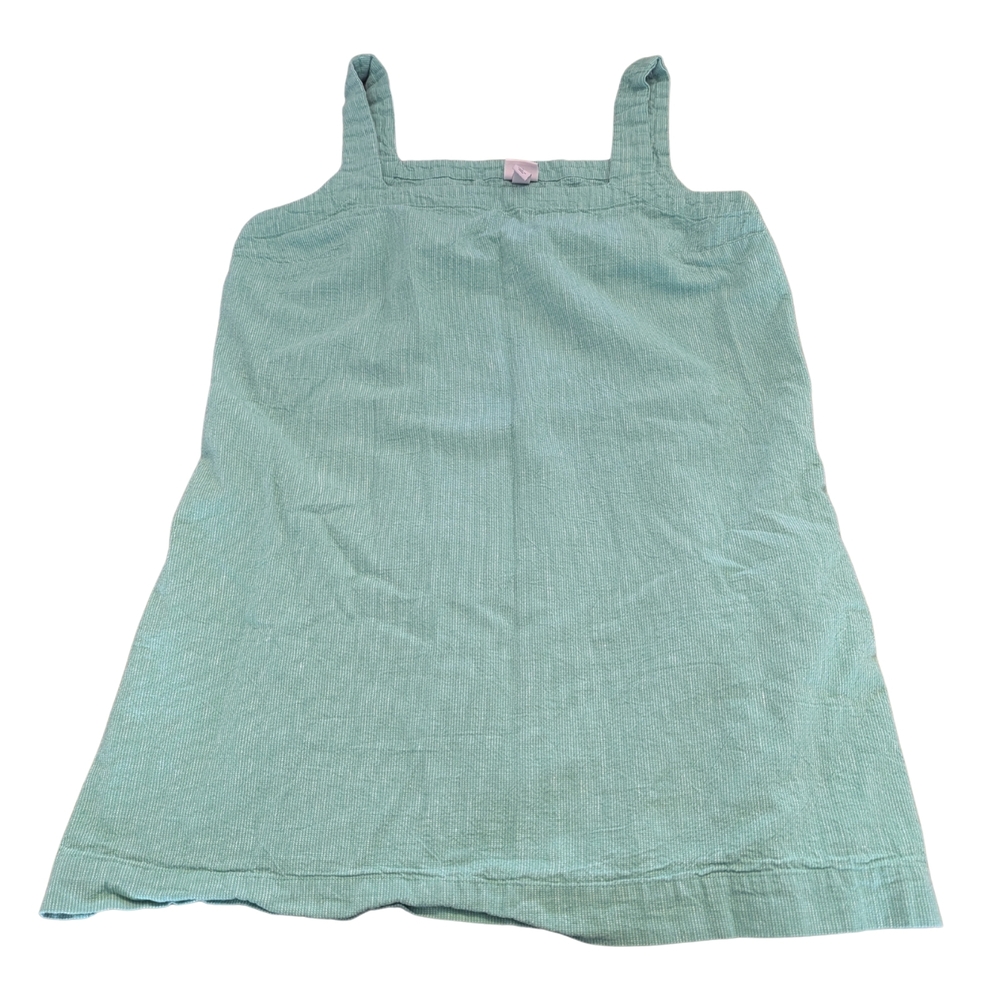 EUC A New Day Womens Large Cotton Linen Green Tank Top Pockets Loose Squareneck